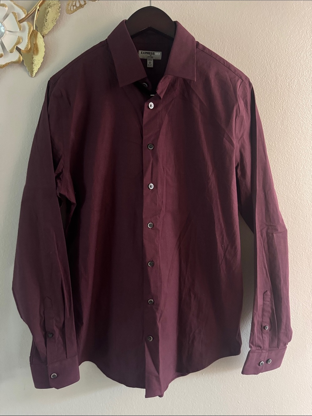 Express Men’s Long-Sleeve Dress Shirt - Deep Wine